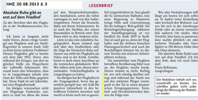 Leider ignoriert er die aktuellen Lärmuntersuchungen. Man braucht sich nicht erst aufzuregen um krank zu werden: http://www.aerztezeitung.de/medizin/krankheiten/herzkreislauf/bluthochdruck/?sid=842141