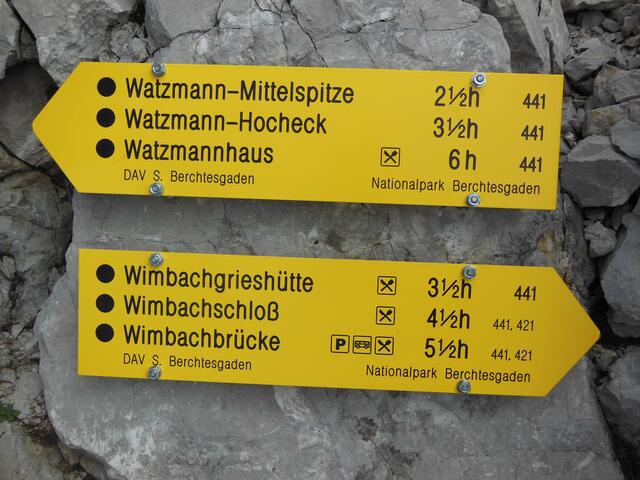 Vom Watzmannhaus kommen wir und zur Wimbachbrücke wollen wir.