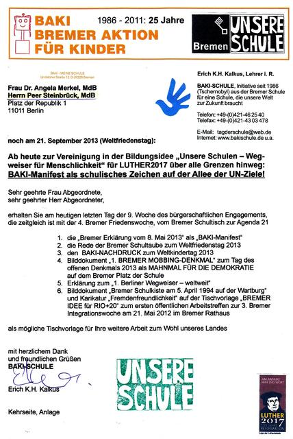 BAKI-Brief vom 21. September 2013 an Herrn Peer Steinbrück, MdB