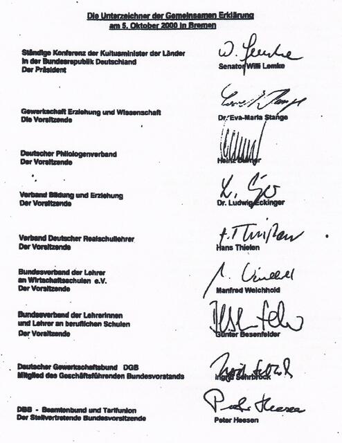 aus: Bremer Erklärung 2000 | Foto: KMK