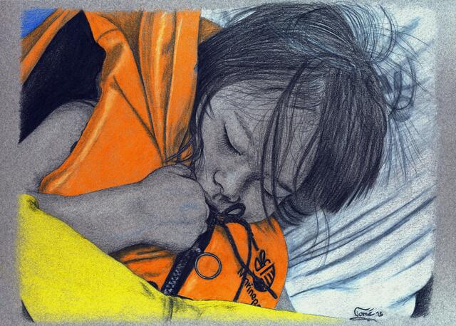 1113  P 1413  Emily, Farbstift und Carbon, Augsburg, 23.2.2013
