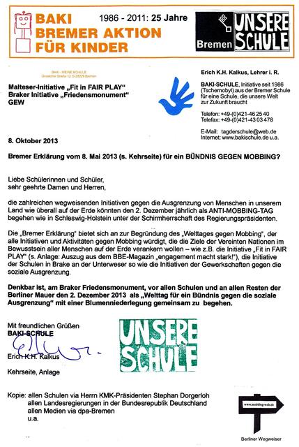BAKI-Brief vom 8. Oktober 2013, Seite 1