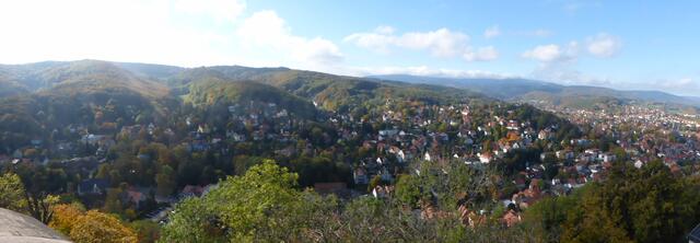 Panoramaaufnahme vom Schlossberg auf Wernigerode