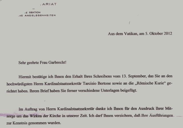 Persönliche Nachricht aus Rom