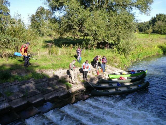 ... und an der Fischtreppe festgemacht/festgehalten.