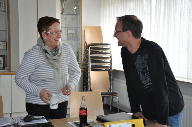 Auch Kaffeepause und ein Späßchen muss mal drin sein...