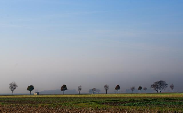 Der Nebel steigt, auf einer Radtour zum Rhein