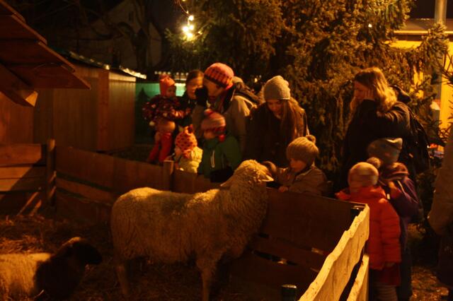 Lebende Krippe auf dem Weihnachtsmarkt