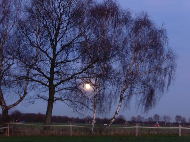 Fast unscheinbar gegenüber der Vollmond!