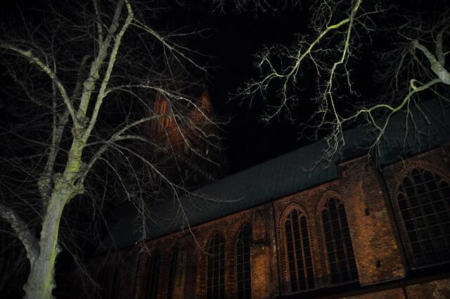 Ein Blick hinauf zum Turm von St. Johannis