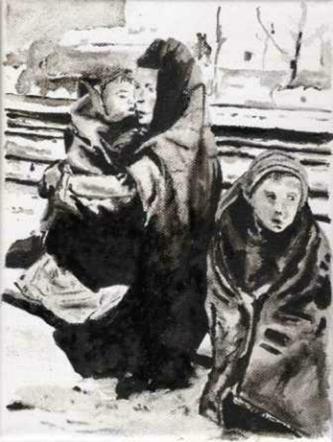 aus dem Zyklus "Flucht und Vertreibung" - Öl auf Lwd, 18x24cm, 2007