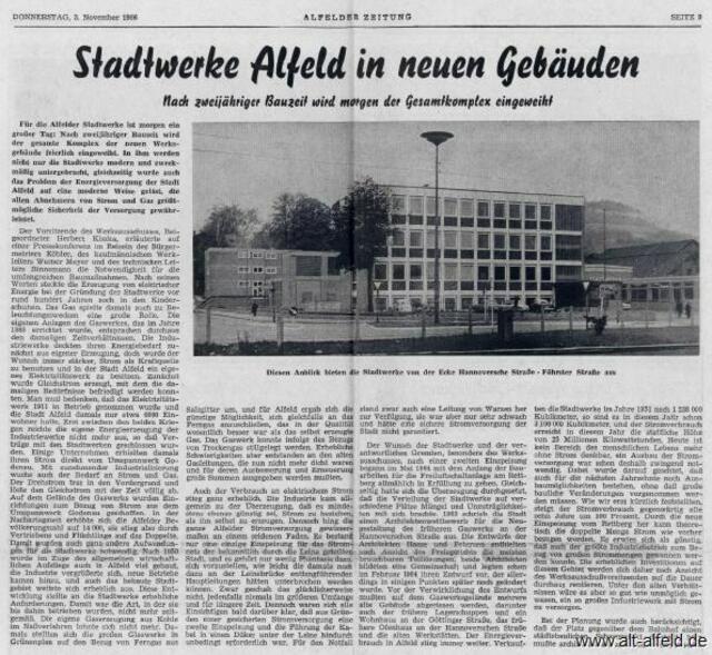 ÜWL-Alfeld: Laut einem ehemaligen ÜWL-Angestellten, wird der modernere Gebäudekomplex des ÜWL-Alfeld von 1966 nicht mehr genutzt: http://www.alt-alfeld.de/gewerbebetriebe/s---z/stadtwerke---uewl/index.html | Foto: alt-alfeld.de