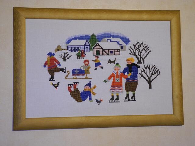 "Winter" 2000 - Kreuzstich auf Stoff Lugana 10 Fäden pro 1 cm mit Twist 2fädig - Innenmaß 44 X 28,5 cm