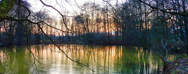 Die Farben des Himmels spiegeln sich im Wasser.