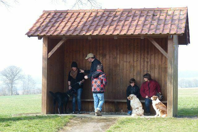 weitere Übung: Rast mit anderen Hunden im Bushäuschen ...