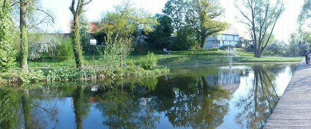 eine idyllische Insel im Schloss-Weiher