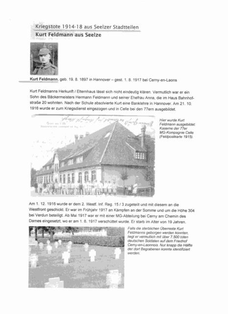 Das Schicksal vom Kurt Feldmann
