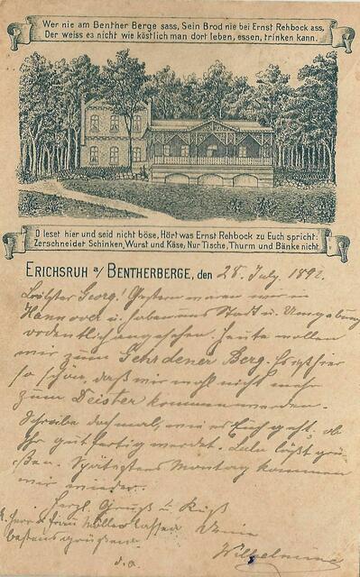 Sehr frühe Postkarte mit der noch offenen Veranda, 1892