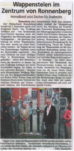 Enthüllung des Stelen Monuments am 1.9.2013 - burgbergblick vom 4.9.2013