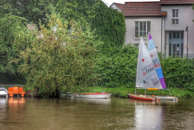 Marburger Hafenfest - Die Flotte liegt wegen Regenwetter noch vor Anker.