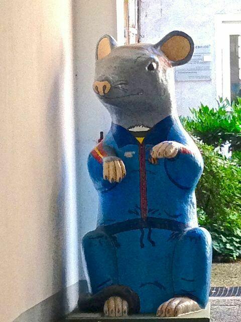 Später gab es eine Rattenplage und damit die Pest. Diese Ratte stand in der Einfahrt zum "Haus der Diakonie". In der Woche, wenn geöffnet ist, wird sie wohl vor dem Haus stehen!?!