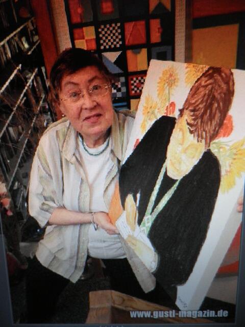 Ein Geburtstagsgeschenk an Renate Weidauer von der Germeringer Fraueninitiative, gemalt von Emo Schuschnig