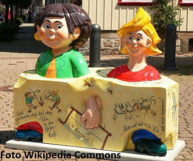 Max und Moritz Skulpturen sind Seesen aufgestellt. Sie sind wohl die bekanntesten Figuren von Wilhelm Busch.