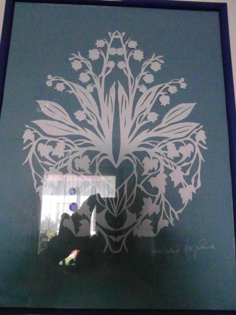 Original Scherenschnitt unter Glas