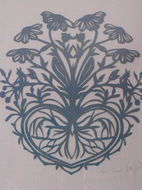 Scherenschnitt unter Glas