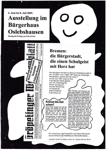 Plakat zur BAKI-Ausstellung "Bremen: die Bürgerstadt, die einen Schulgeist mit Herz hat"