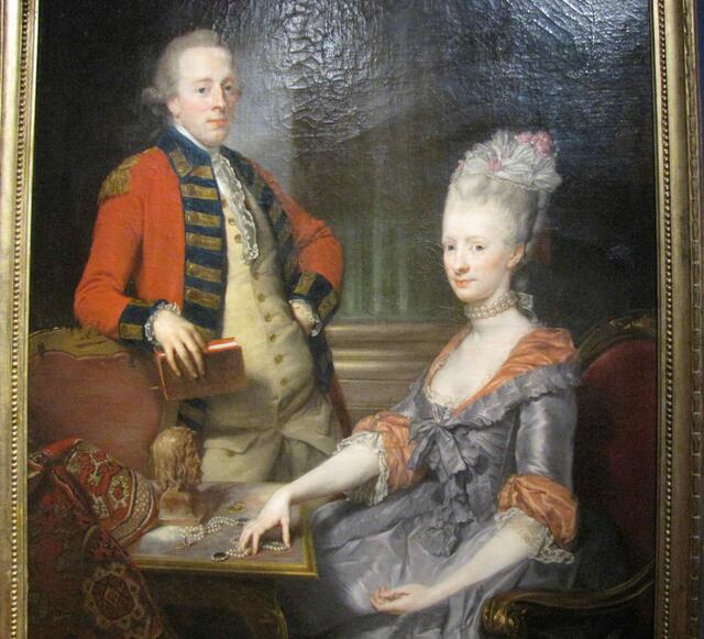 Johann Ludwig von Wallmoden-Gimborn und Ehefrau Christiane Auguste Wilhelmine von Wangenheim. Wallmoden, der Sohn von Amalia Sophie Wallmoden, der Mätresse von Georg II., war ein großer Kunstsammler. Seine Gemäldegalerie bestand aus 600 Werken, seine Bibliothek aus 8.000 Büchern.