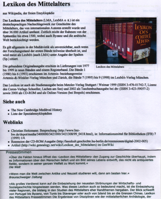 Das neunbändige Lexikon des Mittelalters mit einer eindeutigen Lokalisierung Runiberguns als Ronnenberg