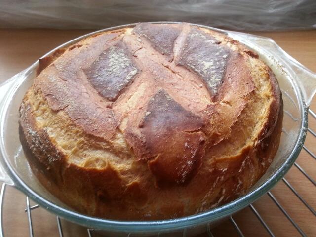 Mein Brot ist diesmal etwas flach --- der Deckel hat nicht nachgegeben :-))))