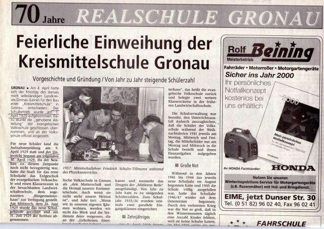 16)31028 Gronau. Die LDZ zum 70.Geburtstag der Georg Sauerwein Realschule. | Foto: LDZ