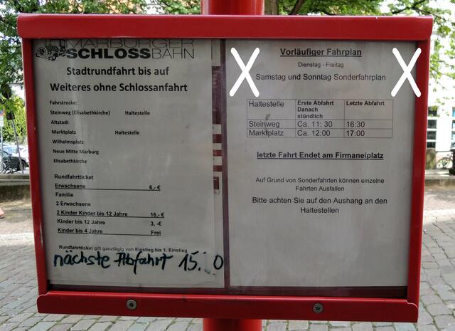 Fahrplan - Schloßbahn - Bimmelbahn - Montags Ruhetag - Bild 9 | Foto: KDH / SDS Marburg