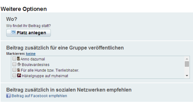 Die Empfehlung via Facebook könnt ihr bereits VOR der Veröffentlichung aktivieren. Sie befindet sich in eurem "Beitrag erstellen"-Formular.