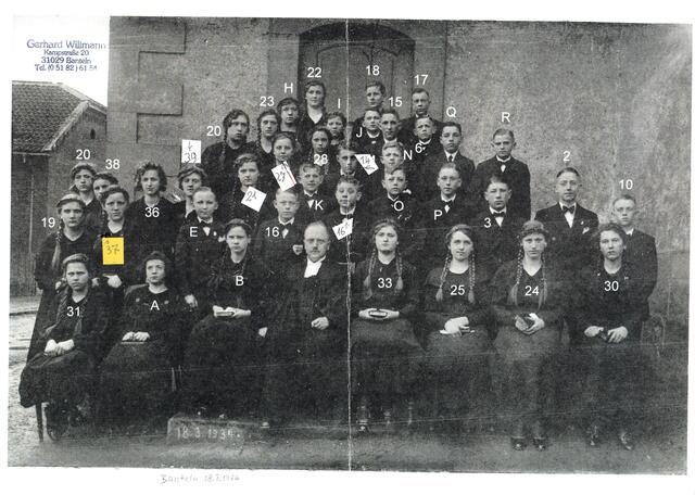 27) 31029Banteln: Gerhard Willmann,  Volksschul-Klasse 1926 bis 1930 in Banteln. Meine Volksschul-Lehrerin Frau Witvogel war seine Klassenkameradin. 1930 bis 1936 verbrachte Herr Willmann in der Realschule 31028 Gronau. | Foto: Willmann