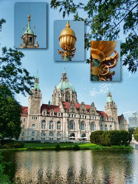 Hannover Rathaus mit zoom auf die Kuppel