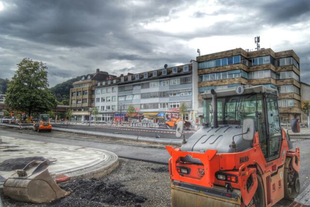Bahnhofsvorplatz Marburg / Lahn - Großbaustelle vor dem Hauptbahnhof am 14.08.2014. | Foto: KDH / SDS Marburg