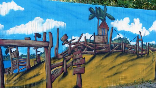 So sieht der Piratenspielplatz am Salzgittersee aus, wenn ihn der Graffiti-Künstler Ronny Knorr als Motiv aufnimmt. Foto: Helmut Kuzina