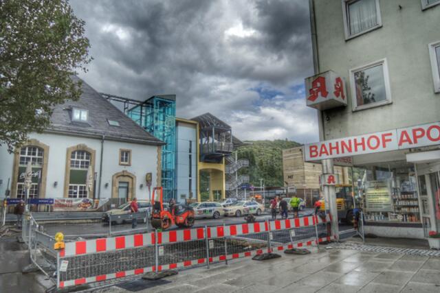 Bahnhofsvorplatz Marburg / Lahn - Großbaustelle vor dem Hauptbahnhof am 14.08.2014. | Foto: KDH / SDS Marburg