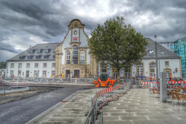 Bahnhofsvorplatz Marburg / Lahn - Großbaustelle vor dem Hauptbahnhof am 14.08.2014. | Foto: KDH / SDS Marburg