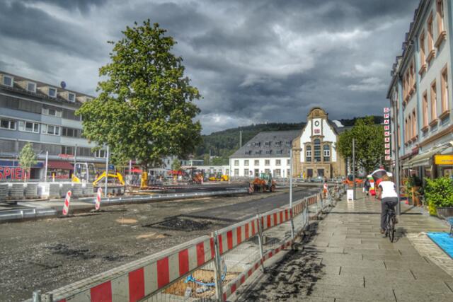 Bahnhofsvorplatz Marburg / Lahn - Großbaustelle vor dem Hauptbahnhof am 14.08.2014. | Foto: KDH / SDS Marburg