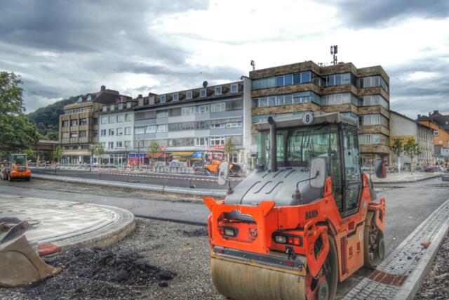 Bahnhofsvorplatz Marburg / Lahn - Großbaustelle vor dem Hauptbahnhof am 14.08.2014. | Foto: KDH / SDS Marburg