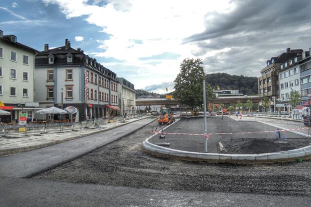 Bahnhofsvorplatz Marburg / Lahn - Großbaustelle vor dem Hauptbahnhof am 14.08.2014. | Foto: KDH / SDS Marburg