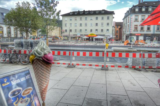 Bahnhofsvorplatz Marburg / Lahn - Großbaustelle vor dem Hauptbahnhof am 14.08.2014. | Foto: KDH / SDS Marburg