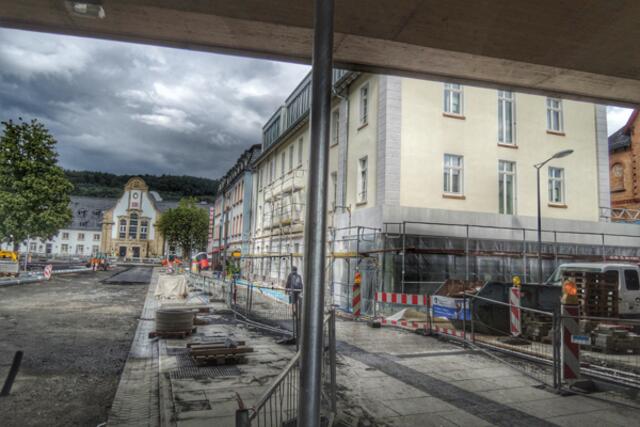 Bahnhofsvorplatz Marburg / Lahn - Großbaustelle vor dem Hauptbahnhof am 14.08.2014. | Foto: KDH / SDS Marburg