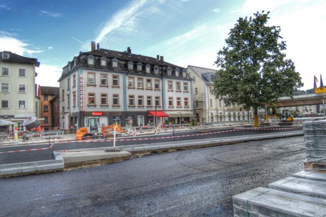 Bahnhofsvorplatz Marburg / Lahn - Großbaustelle vor dem Hauptbahnhof am 14.08.2014. | Foto: KDH / SDS Marburg