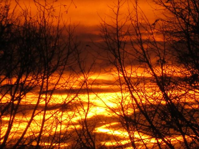 Ein Farbenfroher Sonnenaufgang im Dezember.