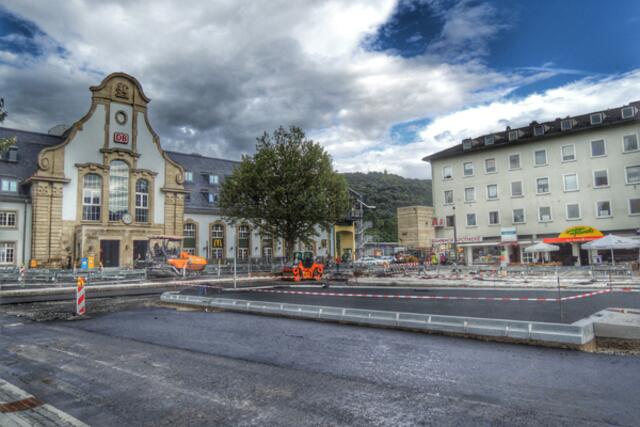 Bahnhofsvorplatz Marburg / Lahn - Großbaustelle vor dem Hauptbahnhof am 14.08.2014. | Foto: KDH / SDS Marburg